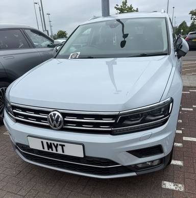 UK Number Plate 1 MYT on a 2018 Silver Volkswagen Tiguan