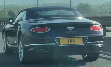 UK Number Plate 1 NA on a 2021 Blue Bentley Continental Gt V8 Auto