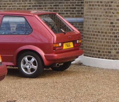 UK Number Plate 1 NAA on a 1982 RED Volkswagen Golf