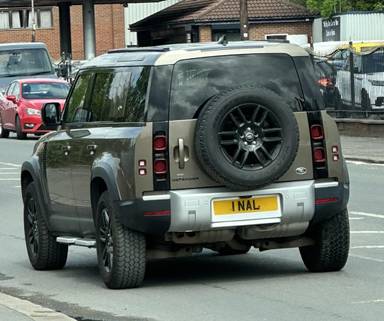 UK Number Plate 1 NAL on a 2021 Brown Land Rover Defender S D Mhev Auto