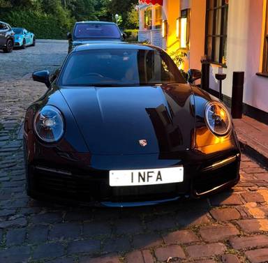 UK Number Plate 1 NFA on a 2023 Black Porsche Amg E 53 Ngt Ed Prm+ Mhev 4m+A