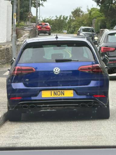 UK Number Plate 1 NON on a 2018 Blue Volkswagen Golf
