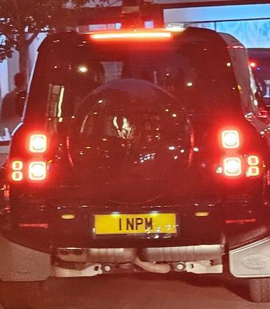 UK Number Plate 1 NPM on a 2024 Black Land Rover Defender Xdynamic Hse D Mhev A
