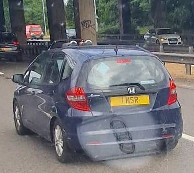 UK Number Plate 1 NSR on a 2013 Blue Honda Jazz