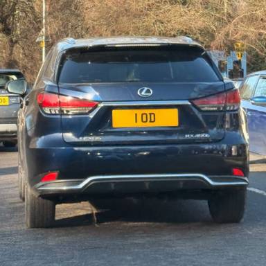 UK Number Plate 1 OD on a 2022 Blue Lexus RX