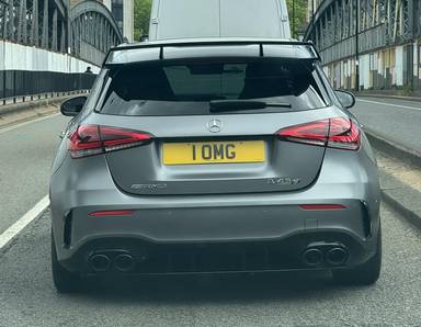 UK Number Plate 1 OMG on a 2020 Grey Mercedes-Benz Amg A 45 S 4matic+ Plus Auto