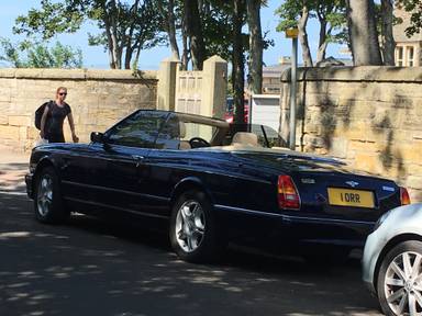 UK Number Plate 1 ORR on a 1999 Blue Bentley Azure