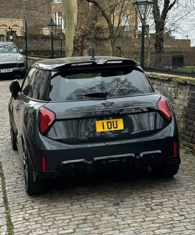 UK Number Plate 1 OU on a 2024 Grey Mini Cooper S Sport Auto
