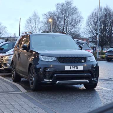 UK Number Plate 1 PFD on a 2022 Black Land Rover R-Rover Sport Dyn Se D Mhev A