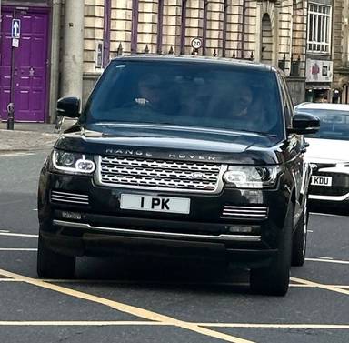 UK Number Plate 1 PK on a 2022 Black Land Rover Range Rover
