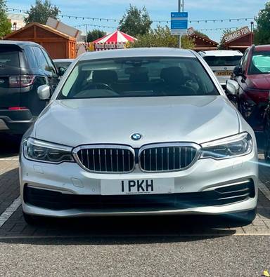 UK Number Plate 1 PKH on a 2018 Silver BMW 5 Series