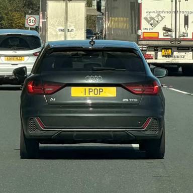 UK Number Plate 1 POP on a 2026 Black Audi A1 S Line 25 Tfsi S-A