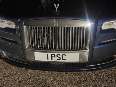 UK Number Plate 1 PSC on a 2015 Blue Rolls Royce Ghost
