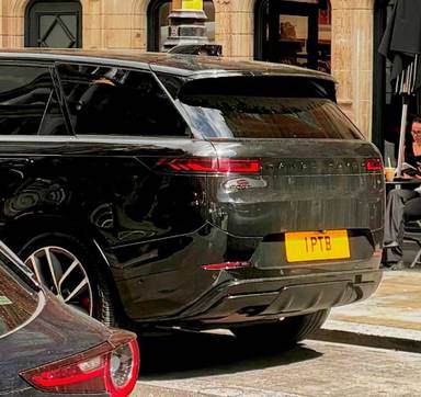 UK Number Plate 1 PTB on a 2024 Black Land Rover R-Rover Sport Dyn Se D Mhev A