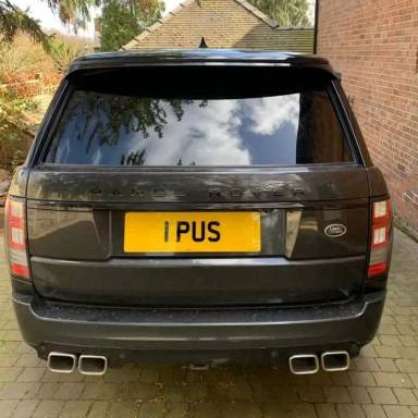 UK Number Plate 1 PUS on a 2017 Grey Land Rover Range Rover