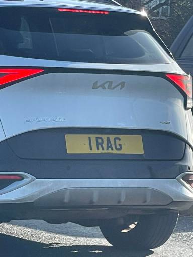 UK Number Plate 1 RAG on a 2023 White KIA Sportage Gt-Ln S Isg Hev 4x4 A