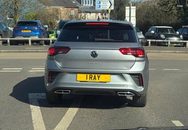 UK Number Plate 1 RAY on a 2023 Silver Volkswagen T-Roc