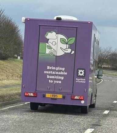 UK Number Plate 1 RBS on a 2024 Purple Ford Transit