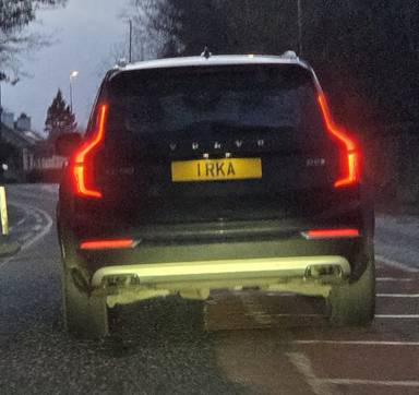 UK Number Plate 1 RKA on a 2015 Black Volvo Xc90