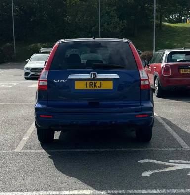 UK Number Plate 1 RKJ on a 2011 Blue Honda Cr-V