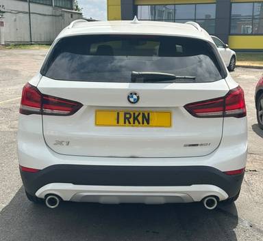 UK Number Plate 1 RKN on a 2021 White BMW X1