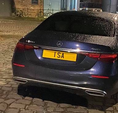 UK Number Plate 1 SA on a 2021 Blue Mercedes-Benz S 400 L Amg Ln Prm+Exec D 4m A