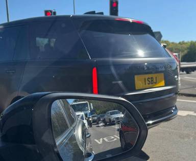 UK Number Plate 1 SBJ on a 2023 Black Land Rover Range Rover First Ed D Mhev A