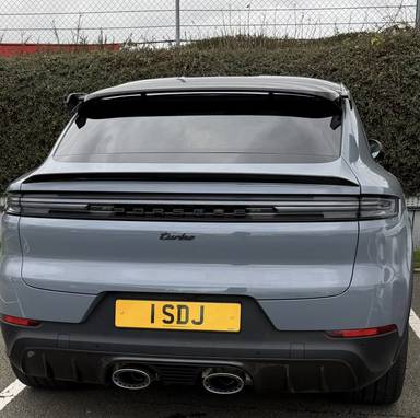 UK Number Plate 1 SDJ on a 2024 Grey Porsche Cayenne Turbo Gt E-Hybrid Auto