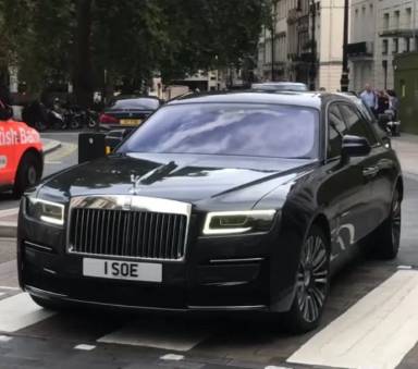 UK Number Plate 1 SOE on a 2021 Grey Rolls Royce Ghost V12 4x4 Auto