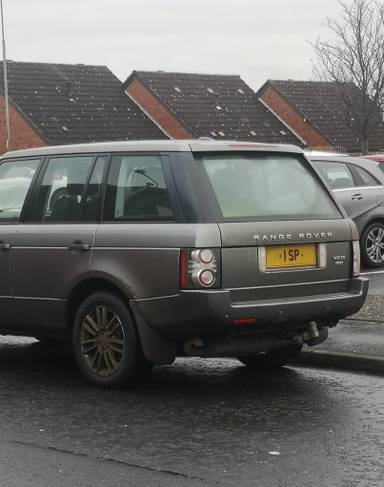 UK Number Plate 1 SP on a 2010 Grey Land Rover Range Rover