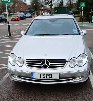 UK Number Plate 1 SPB on a 2005 Silver Mercedes CLK