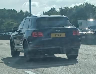 UK Number Plate 1 TAT on a 2017 Black Bentley Bentayga