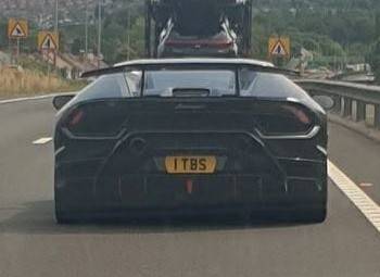 UK Number Plate 1 TBS on a 2017 Black Lamborghini M4 Csl Auto