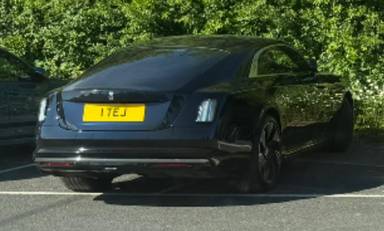UK Number Plate 1 TEJ on a 2024 Blue Rolls Royce Spectre Ev