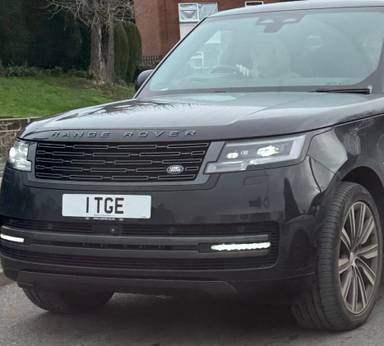 UK Number Plate 1 TGE on a 2025 Black Land Rover Range Rover Autobio Phev Auto