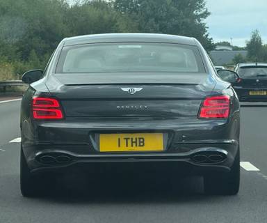 UK Number Plate 1 THB on a 2022 Grey Bentley Flying Spur V8 Auto