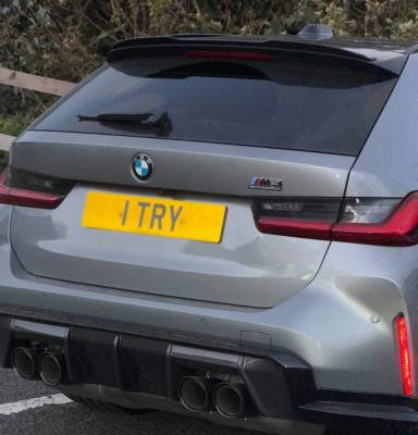 UK Number Plate 1 TRY on a 2026 Grey BMW M3 Competition M Xdrive Auto