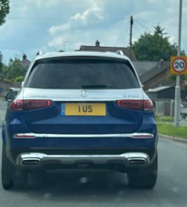 UK Number Plate 1 US on a 2023 White Mercedes-Benz Gls 600 Maybach Mhev 4matic A