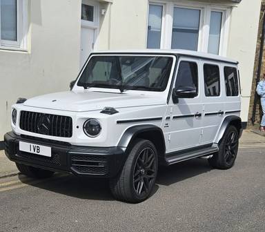 UK Number Plate 1 VB on a 2023 White Mercedes-Benz Amg G 63 Magno Edition 4m A