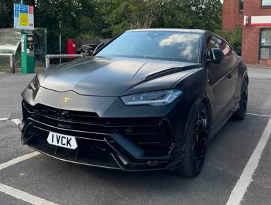 UK Number Plate 1 VCK on a 2024 Black Lamborghini Urus V8 Performante Auto