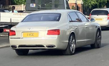 UK Number Plate 1 VEE on a 2013 White Bentley Continental