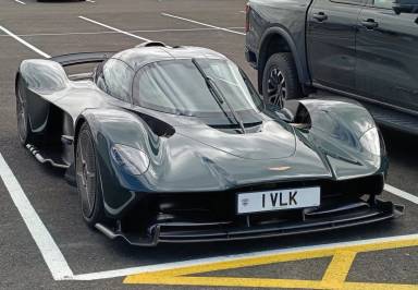 UK Number Plate 1 VLK on a 2023 Black Aston Martin Valkyrie V12 Hev