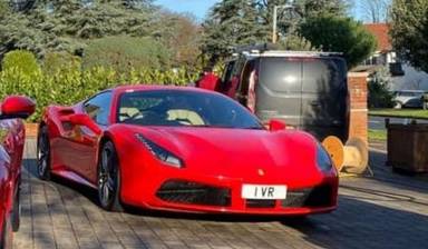 UK Number Plate 1 VR on a 2016 RED Ferrari 488