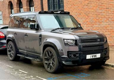 UK Number Plate 1 VVK on a 2024 Black Land Rover Defender Xdynamic Hse D Mhev A