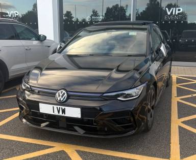 UK Number Plate 1 VW on a 2026 Black Volkswagen Golf R Tsi 4motion S-A