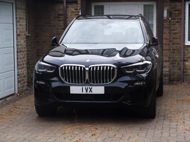 UK Number Plate 1 VX on a 2019 Black BMW
