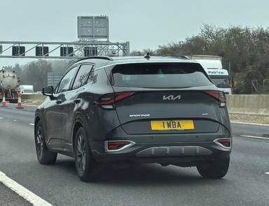 UK Number Plate 1 WBA on a 2022 Grey KIA