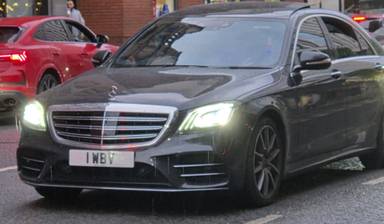 UK Number Plate 1 WBV on a 2018 Black Mercedes-Benz S-Class