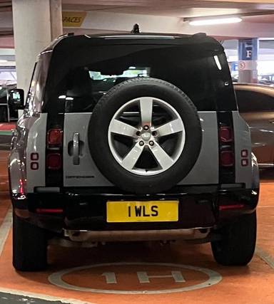 UK Number Plate 1 WLS on a 2024 Grey Land Rover Defender X-Dynamic Hse Phev A