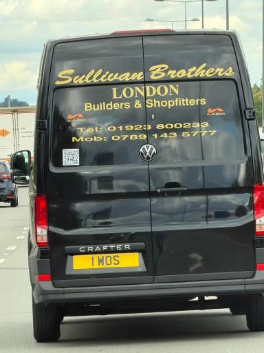 UK Number Plate 1 WOS on a 2025 Black Volkswagen Crafter Cr35 Commerce Tdi